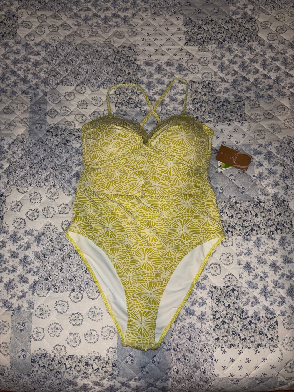 Yellow Floral One-Piece Swimsuit with Supportive Cups